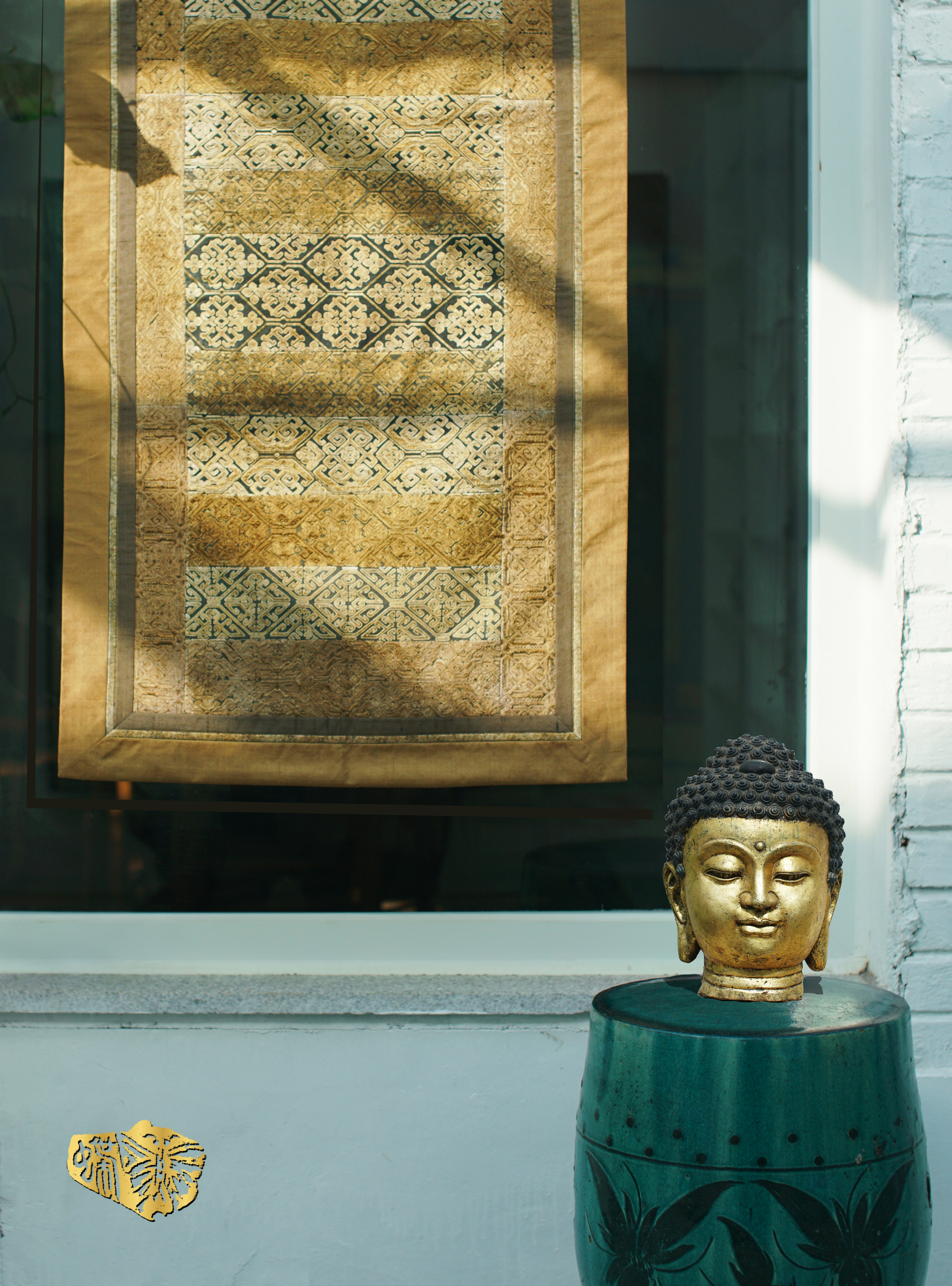 Gold Textile Buddha Head
